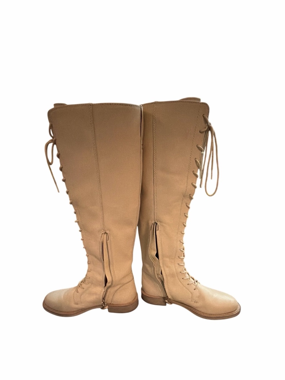 Sam Edelman Tall Lace-Up Riding Boots in Beige - Picture 2 of 6